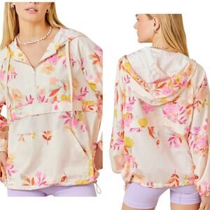 Main Strip Windbreaker Pull-over Hoodie Floral size Small